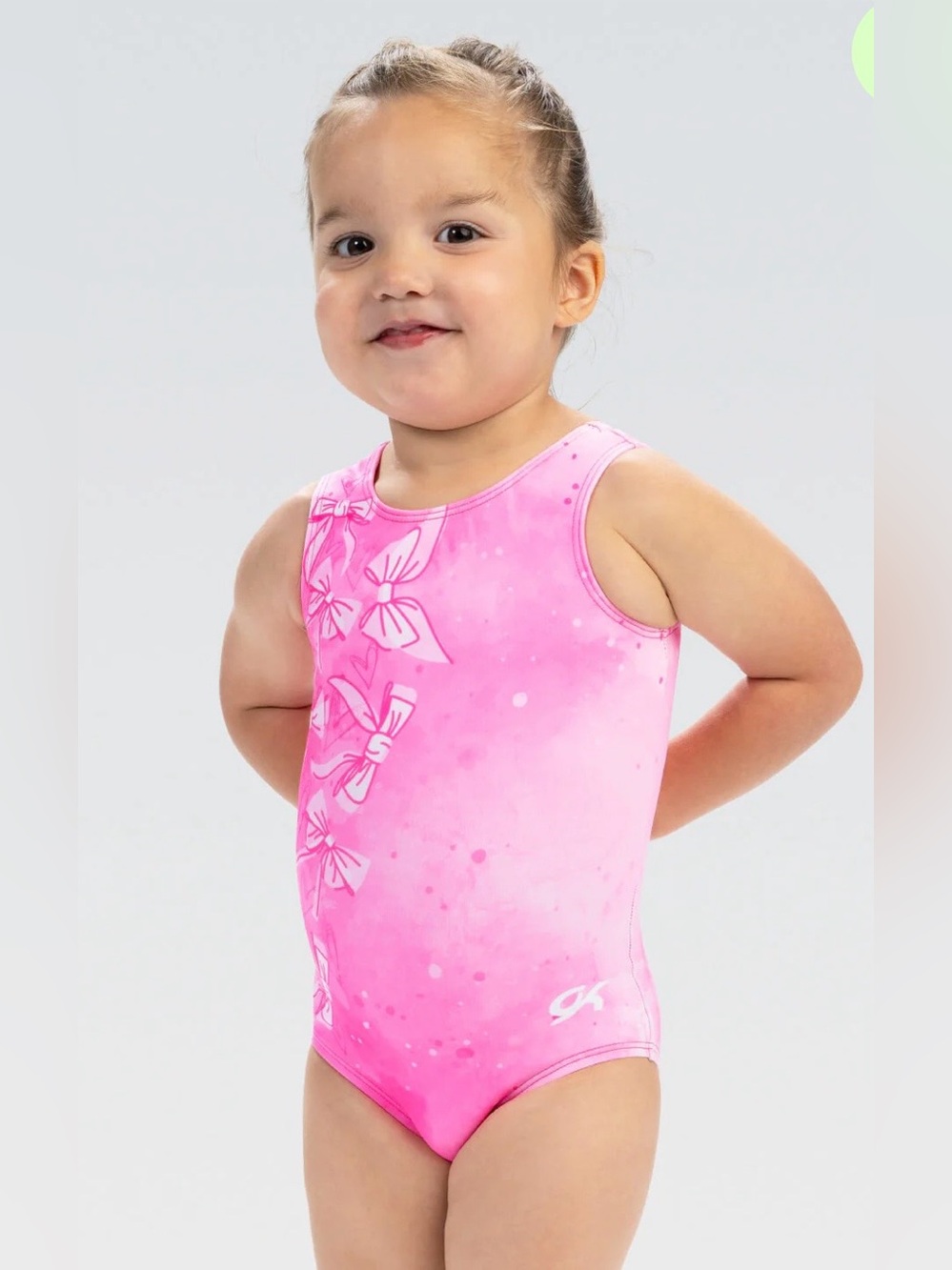 New  pink GKids Blush Bows Tank Leotard gymnastics tumble dance leotard sz CM